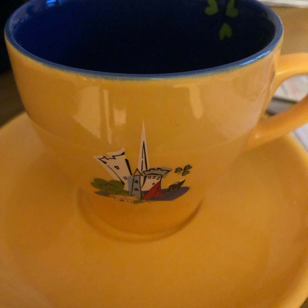 Charming Orange Castle Mug and Saucer